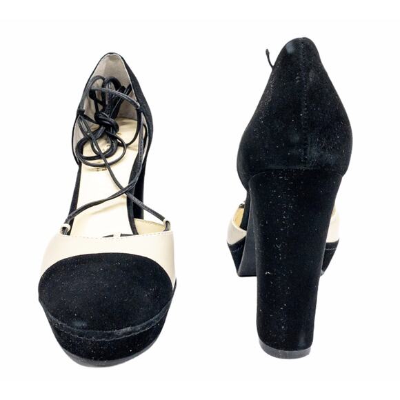 Anthropologie Bettye Muller Madison Platform  Ankle Tie Dress Heels 7 Women's - Picture 8 of 12